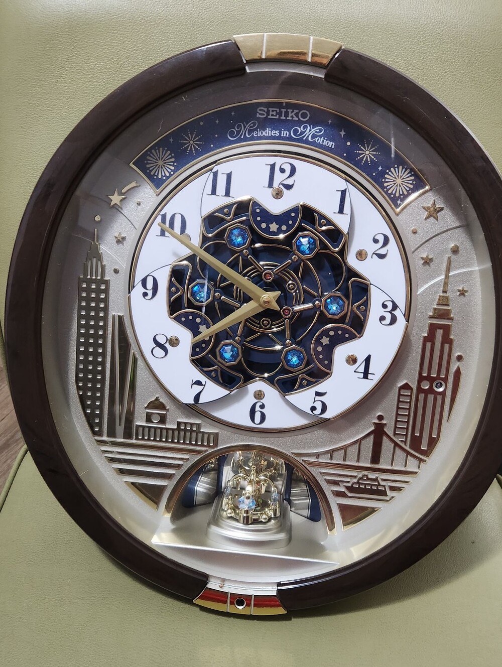 Seiko QXM382BRH Melodies in Motion Swarovski Musical Wall Clock 30 Songs